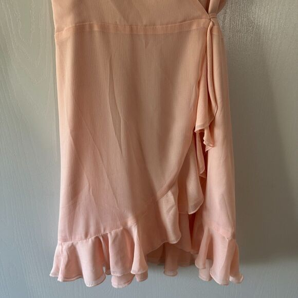 Lovers + Friends Revolve Womens Gigi Mini Wrap Pink Flutter Dress Size Medium - Picture 4 of 10